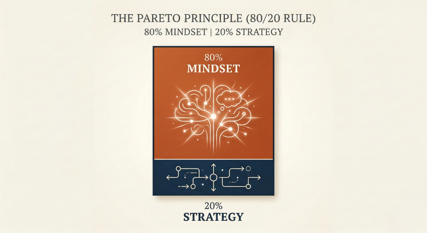 Pareto principle graphic illustrating the relationship between strategy and execution